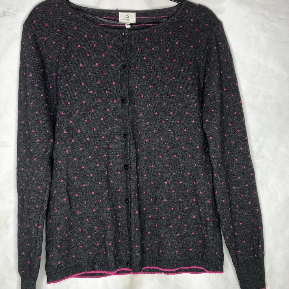 Benedetta B polka dot merino cashmere cardigan